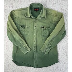 Ridge Rider RR Pearl Snap Heavily Worn Faded Distressed Western Shirt Men's 2XLT